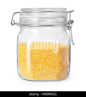 corn grits in glass jar Stock Photo
