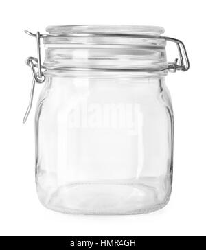 Open empty glass jar isolated on white with clipping path Stock Photo -  Alamy