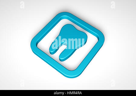 blue teeth icon isolated on white background 3d render Stock Photo