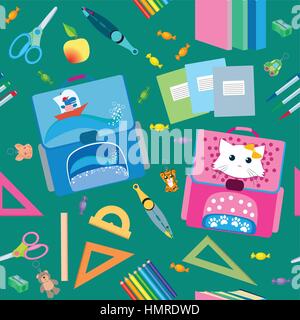 Back to School icons education seamless pattern Stock Vector