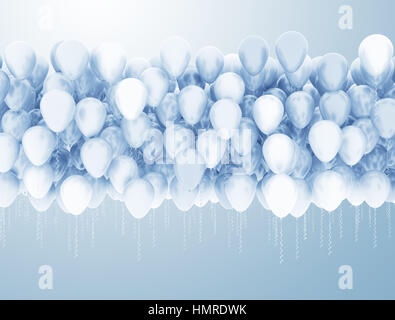 Blue and white balloons party background Stock Photo