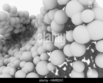 Abstract cluster of white 3d spheres. Isolated on white background Stock Photo