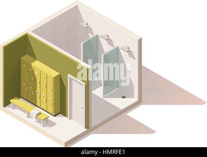 Vector isometric low poly gym locker room icon Stock Vector