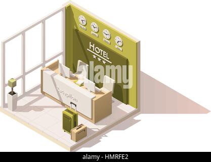 Vector isometric low poly hotel reception icon Stock Vector