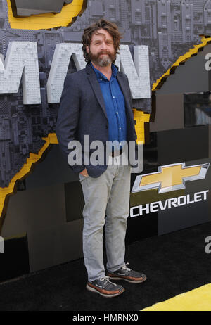 Westwood, USA. 4th Feb, 2017. Zach Galifianakis at the premiere of Warner Bros. Pictures' 'The LEGO Batman Movie'  held at the Regency Village Theater. Credit: Birdie Thompson/AdMedia/ZUMA Wire/Alamy Live News Stock Photo