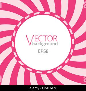 Swirling radial vortex background. Pink stripes swirling around the round blank badge in center of the square. Vector illustration in EPS8 format. Stock Vector