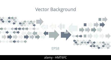 Background with left and right direction arrows in gray tones. Abstract technology banner of geometric arrowhead symbols on white backdrop Vector eps8 Stock Vector