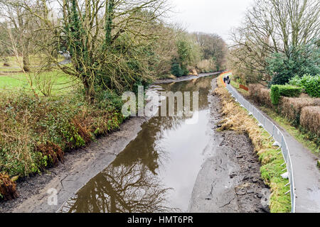 The Union Canal at Linlithgow canal basin in Linlithgow Scotland after being drained by Scottish Canals for maintenance purposes here west of centre. Stock Photo