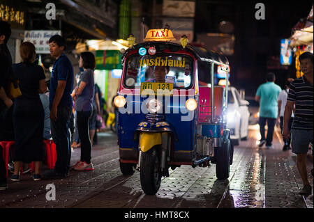 Tuk Tuk in Bangkok, Thailand. Tuk tuk is a taxi characteristic for south east Asia Stock Photo