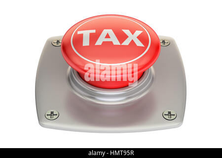 Tax Red button, 3D rendering isolated on white background Stock Photo