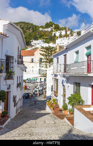 Frigiliana, Malaga Province, Andalusia, southern Spain. Typical street scene. Stock Photo