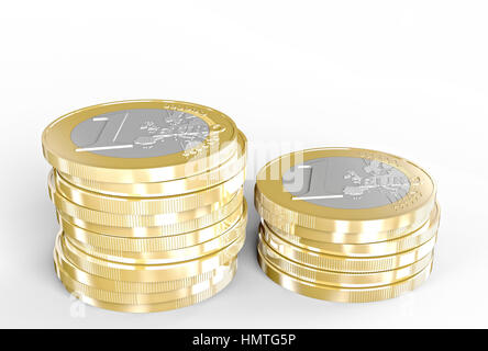 euro coin on white background 3d rendering image Stock Photo