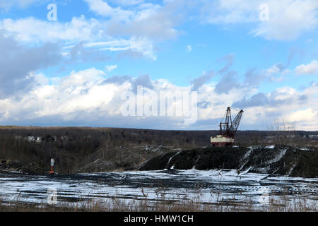 Hazleton, Us. 02nd Feb, 2017. An old excavator can be seen in the coalmining area in Hazleton, Pennsylvania, US. The city has many citizens of Latin American descent. It sits within a district where resident overwhelmingly voted for the Republican Donald Trump. Photo: Maren Hennemuth/dpa/Alamy Live News Stock Photo