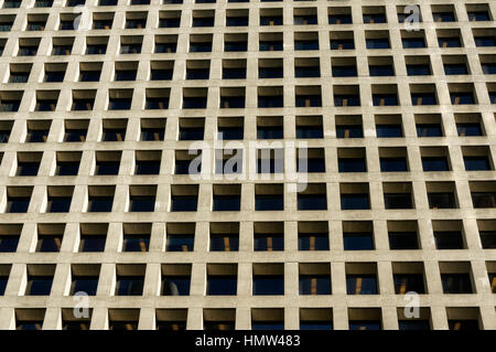 Square windows in concrete facade of the MacMillan Bloedel building designed by Arthur Erickson, Vancouver, British Columbia, Canada Stock Photo
