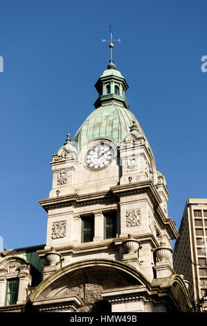 Clock tower of Beaux-Arts style Post Office Building, part of the heritage status Sinclair Centre in downtown Vancouver, British Columbia, Canada Stock Photo