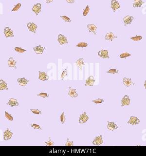 abstract vector doodle tea pot seamless pattern Stock Vector