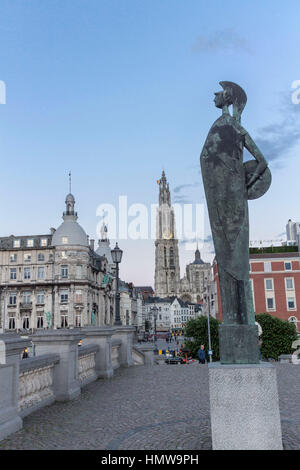 Bronze Statue in Ghent Belgium Stock Photo