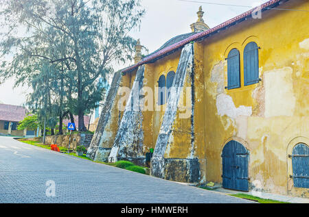 The counterforts at the side wall of the Maritime Archaeological Museum in Galle Fort, Sri Lanka. Stock Photo
