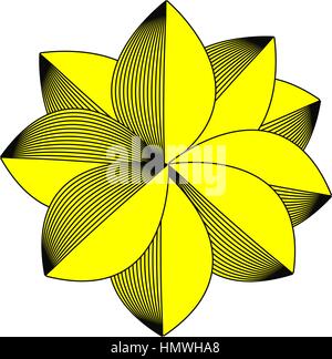 Simple retro black and yellow bloom vector on white background. Stock Vector