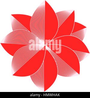Simple retro white and red bloom vector on white background. Stock Vector