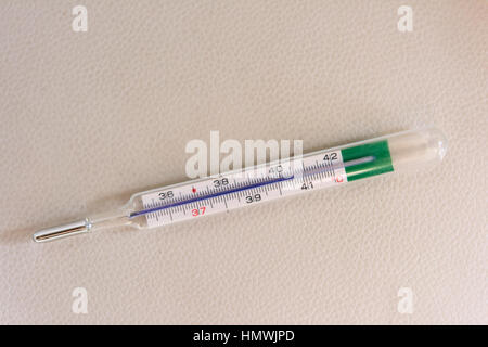 Thermometer shows high temperature- Forty-half degrees Celsius Stock Photo