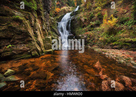 Kamienczyk Waterfall (Wodospad Kamienczyka) near Szklarska Poreba in autumn, Karkonosze Mountains, Sudetes, Poland, Europe Stock Photo