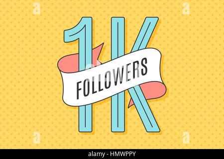 Banner with text One thousand followers Stock Vector