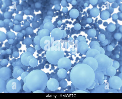 Group of blue spheres. Abstract molecules background