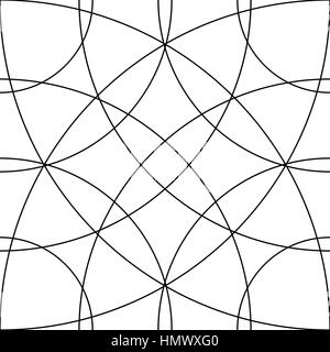 Cellular grid, mesh pattern with circles from center (Repeatable) Stock Photo