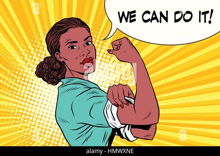 we can do it black woman feminism and protest Stock Vector