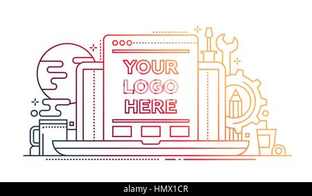 Programming Tools - line design illistration with copyspace for Logo Stock Vector