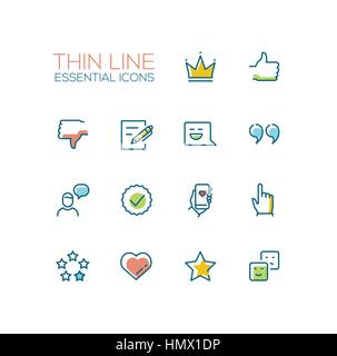 Social Network Signs - Thin Line Icons Set Stock Vector