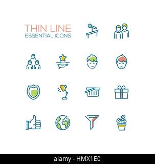 Business - Thin Single Line Icons Set Stock Vector