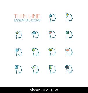 Thoughts in Heads - Thin Single Line Icons Set