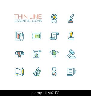 Law and Justice - Thin Line Icons Set Stock Vector