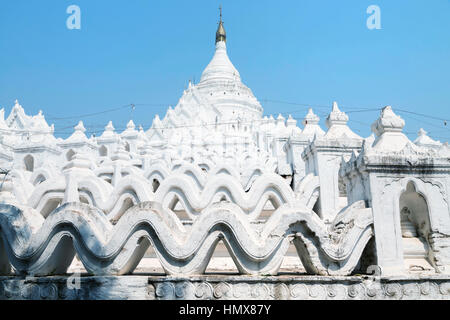 The white pagoda of Hsinbyume, Mya Thein Dan pagoda, paya temple, Mingun, Mandalay - Myanmar Stock Photo