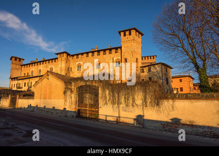 Middle Ages castle 'Morando bolognini' at sunset, built in the thirteenth century in Sant'Angelo lodigiano,Lombardy italy. Stock Photo