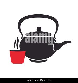 teapot tea herb japan Stock Vector