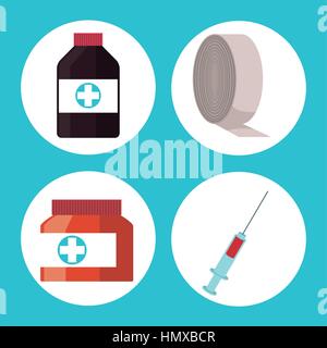 collection medicine supplies medical Stock Vector