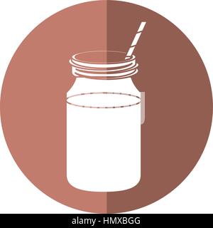 coffee glass jar straw foam-circle icon shadow Stock Vector