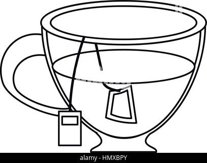 glass cup tea fresh thin line Stock Vector