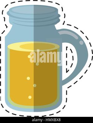 glass jar drink tasty bubble with cap - dot line Stock Vector