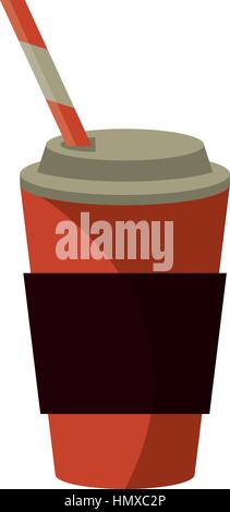 cup coffee take away with cap straw Stock Vector