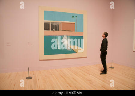 London UK. 6th February 2017. Photocall of David Hockney retrospective representing 60 years of the famous art works by the British Artist at Tate Britain Credit: amer ghazzal/Alamy Live News Stock Photo