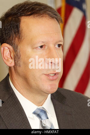 Davenport, Iowa, USA. 20th Dec, 2016. Scott County sheriff-elect Tim Lane talks about his goals when he takes office on January 3rd, 2017. Credit: Kevin E. Schmidt/Quad-City Times/ZUMA Wire/Alamy Live News Stock Photo