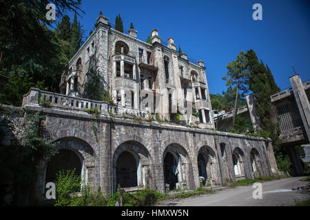 Old haunted house in the woods Stock Photo