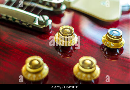 Gibson Les Paul Volume and tone controlsl Stock Photo