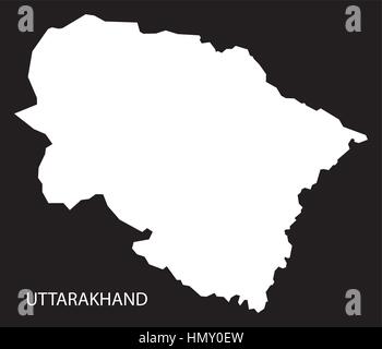 Uttarakhand India Map black inverted silhouette Stock Vector