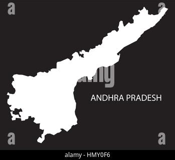 Andhra Pradesh India Map black inverted silhouette Stock Vector