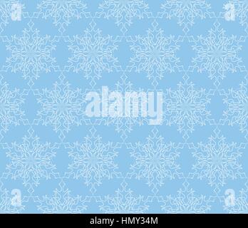 Snow seamless pattern. Winter Holiday Snowflakes lacy tile ornament. Christmas Ornamental Decor Background Stock Vector